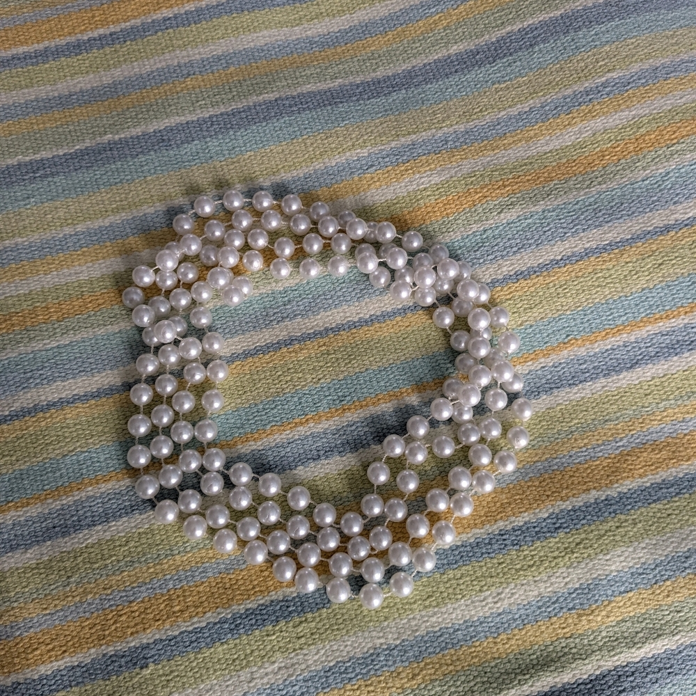 🛍️ BUNDLE ONLY | Extra long White beaded costume jewelry necklace